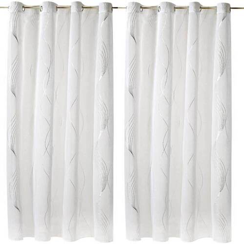 Maison & Déco Rideaux / stores Stof Un panneau de voilage blanc avec motif argenté 240 x 135 cm Blanc