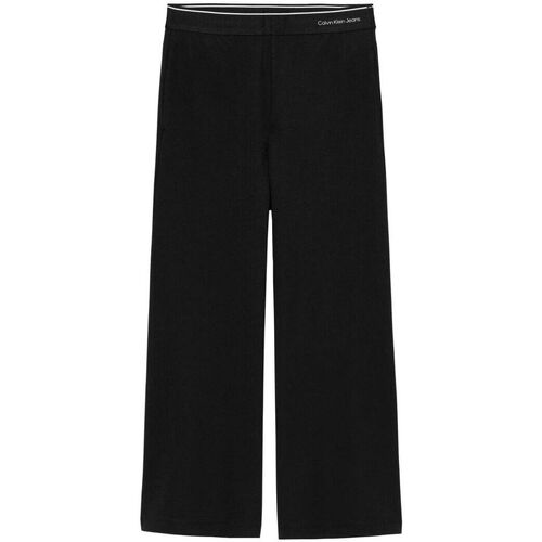 Vêtements Fille Pantalons Calvin Klein Jeans IG0IG02446 TAPE WIDE LEG-BEH BLACK Noir