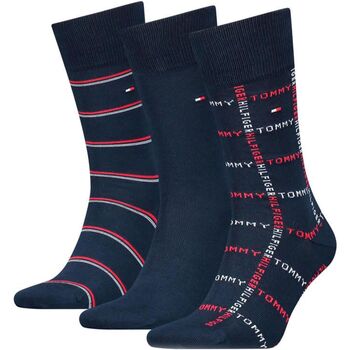 Sous-vêtements Homme Socquettes Tommy Hilfiger Giftbox Grid Stripe 3-Pack Bleu