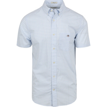 Vêtements Homme Chemises manches longues Gant Chemise Short Sleeve Bleu Clair Bleu