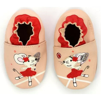 Chaussures Fille Chaussons bébés Robeez CHAUSSONS SOUPLES TENNIS MOUSE ROSE CLAIR ROUGE Rose