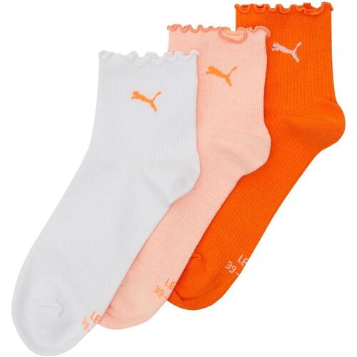 Sous-vêtements Femme Chaussettes Puma women ruffle quarter 3p Orange