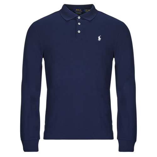 Vêtements Homme Polos manches longues Polo Ralph Lauren POLO COUPE AJUSTEE SLIM FIT EN COTON STRECH MESH Marine / Refined Navy