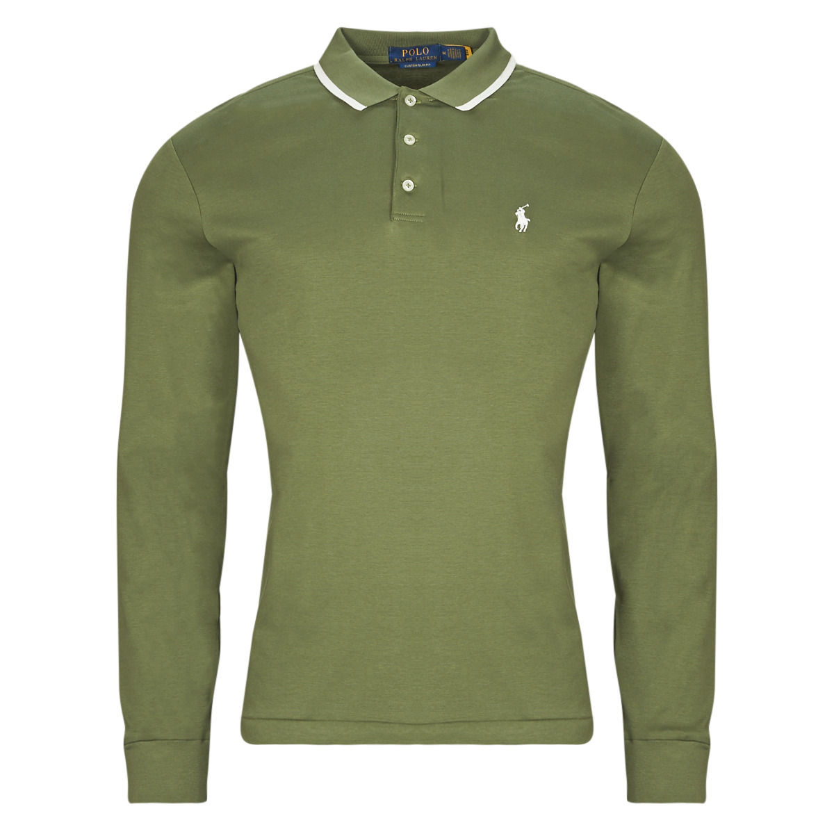 Vêtements Homme Polos manches longues Polo Ralph Lauren POLO COUPE DROITE AJUSTEE EN PIMA COTON Kaki / Garden Trail