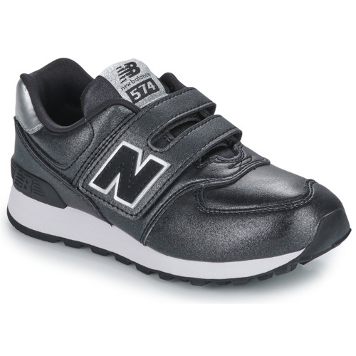 Chaussures Fille Baskets basses New Balance 574 Noir / Argenté