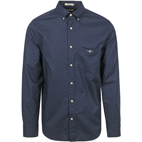 Vêtements Homme Chemises manches longues Gant Chemise Casual Poplin Marine Bleu