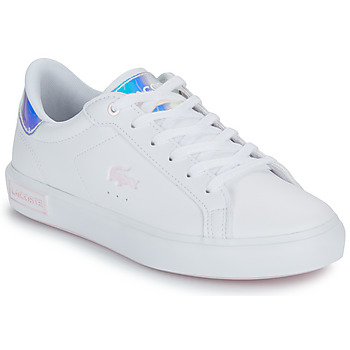 Chaussures Fille Baskets basses Lacoste POWERCOURT Blanc / Argent