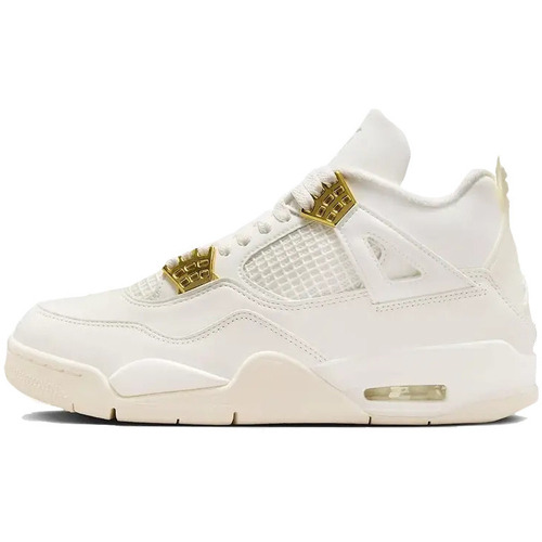 Chaussures Femme Baskets mode Nike Air Jordan 4 Sail Metallic Gold Blanc