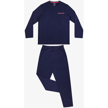 Vêtements Homme Pyjamas / Chemises de nuit Eminence Pyjama long col rond homme Fait en France Bleu