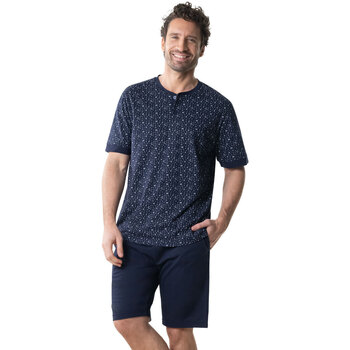 Vêtements Homme Pyjamas / Chemises de nuit Eminence Pyjama court homme Coton Bio Bleu