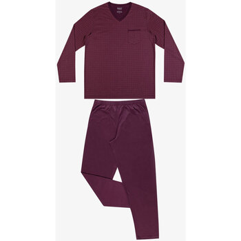 Vêtements Homme Pyjamas / Chemises de nuit Eminence Pyjama long col V homme coton Rouge