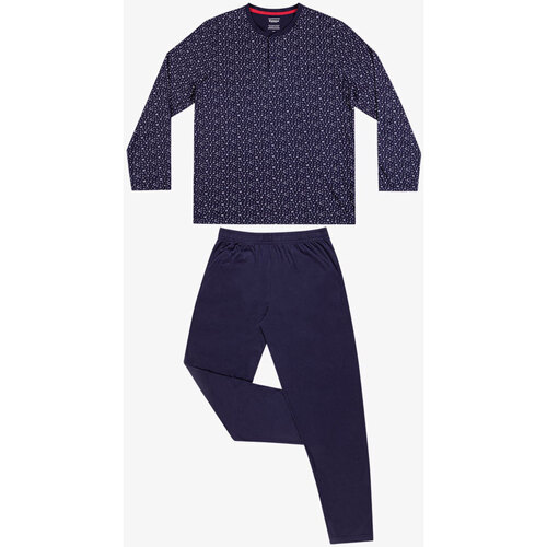 Vêtements Homme Pyjamas / Chemises de nuit Eminence Pyjama long homme Coton Bio Bleu