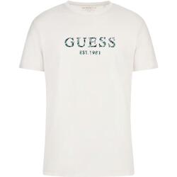 Vêtements Homme T-shirts manches courtes Guess Ss cn  iridesce Blanc