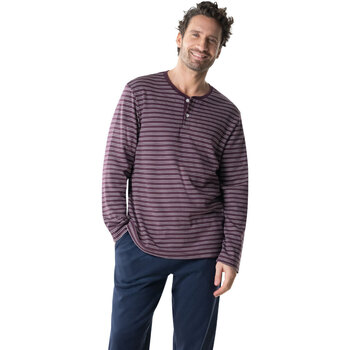 Vêtements Homme Pyjamas / Chemises de nuit Eminence Pyjama long col T homme Coton Interlock Bleu