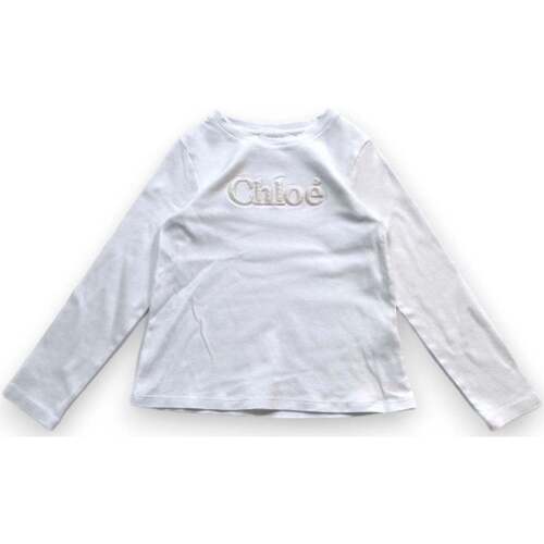 Vêtements Fille T-shirts & Polos Chloe T-shirt blanc à manches longues brodé Chloé - 8 ans Blanc