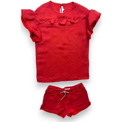 Vêtements Fille Ensembles enfant Chloe Ensemble short / t-shirt rouge en lin à franges - 4 ans Rouge