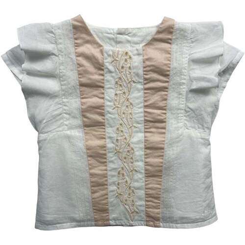 Vêtements Fille T-shirts & Polos Chloe Blouse blanche et rose - 9 mois Blanc