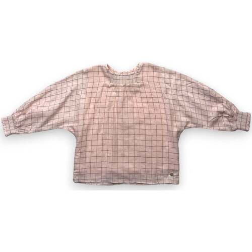 Vêtements Fille T-shirts & Polos Chloe Blouse rose à carreaux manches chauve souris (neuve) - 5 ans Rose