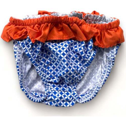 Vêtements Fille Maillots / Shorts de bain Gili's Culotte de bain bleue et blanche avec volant orange - 6 mois Bleu