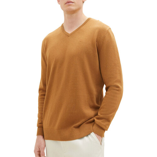 Vêtements Pulls Tom Tailor Pull  BASIC V NECK Dark Camel Marron