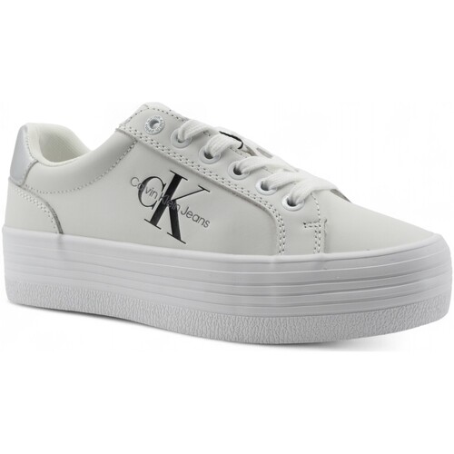 Chaussures Femme Multisport Calvin Klein Jeans Vulc Sneaker Donna Bright White Silver YW0YW01474 Blanc