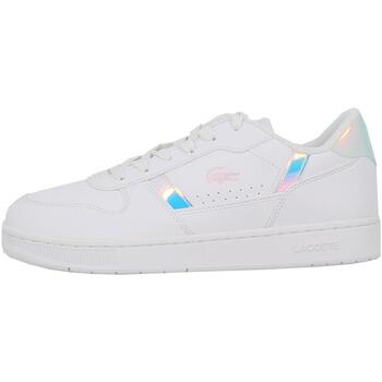 Chaussures Garçon Baskets mode Lacoste T-clip set avec des details holographiques Blanc