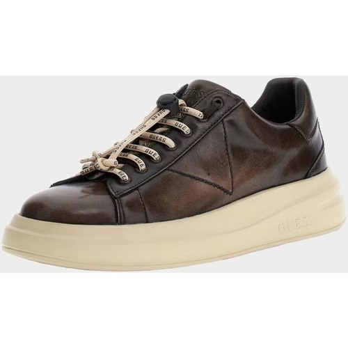 Chaussures Homme Baskets mode Guess Elba baskets pour hommes en cuir véritable Marron