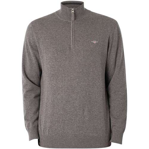 Vêtements Homme Pulls Gant Tricot à demi-zip en coton classique Gris