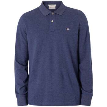 Vêtements Homme Polos manches longues Gant Polo à manches longues Regular Shield Bleu