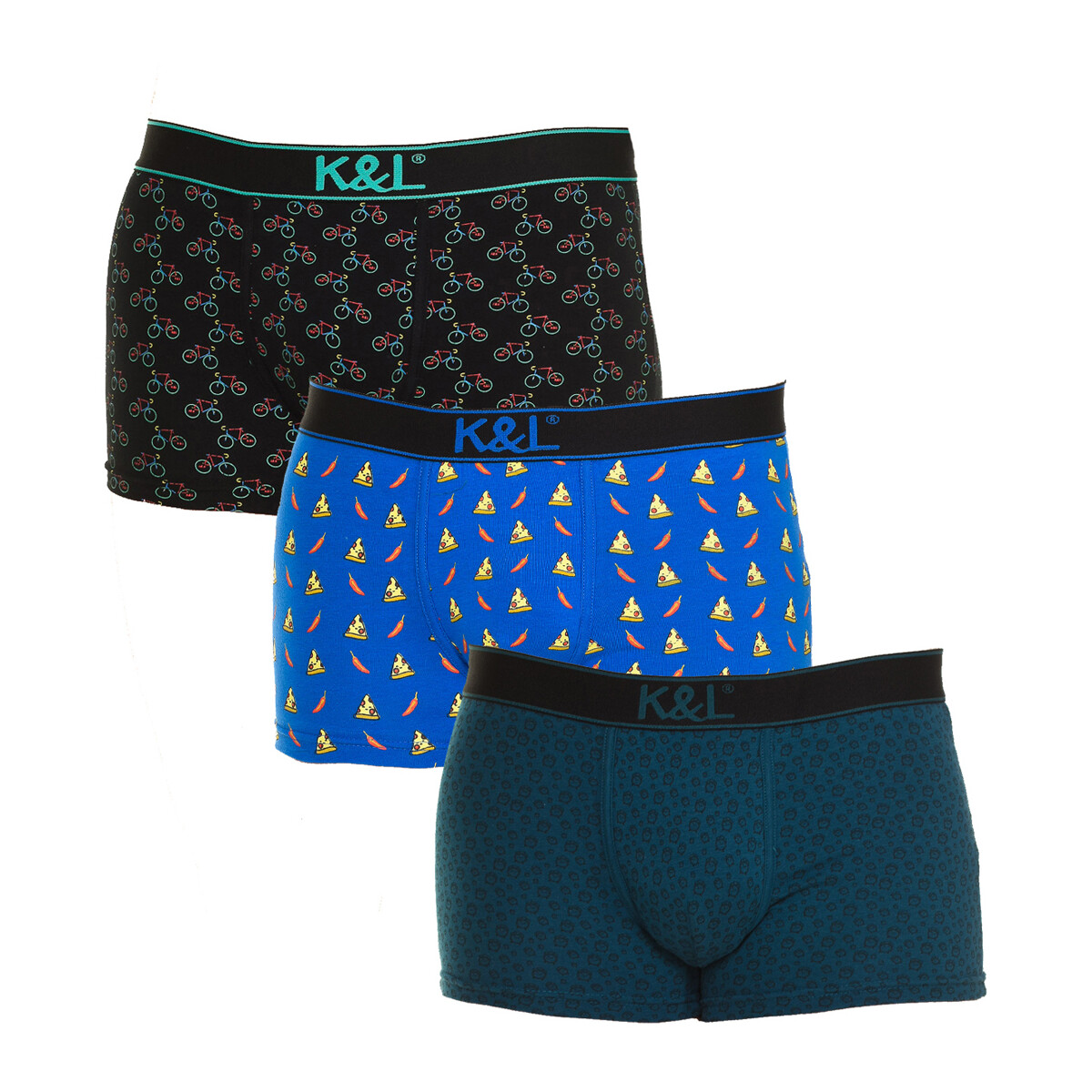 Sous-vêtements Homme Boxers Kisses&Love KLB4-3010-BIKESPIZZACLOCKS Multicolore