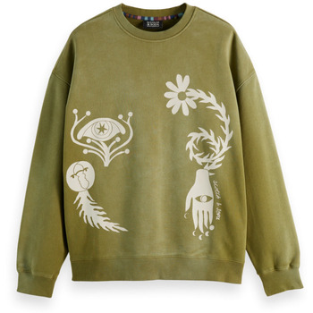 Vêtements Homme Sweats Scotch & Soda - GARMENT DYED ARTWORK SWEATSHIRT Vert