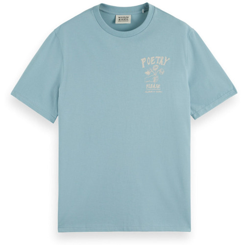 Vêtements Homme T-shirts manches courtes Scotch & Soda - REGULAR FIT FRONT CHEST ARTWORK TSHIRT Bleu