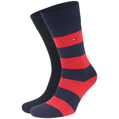 Accessoires Homme Chaussettes Tommy Hilfiger Two Pack Knitted Rugby Socks Navy Tommy Original Bleu