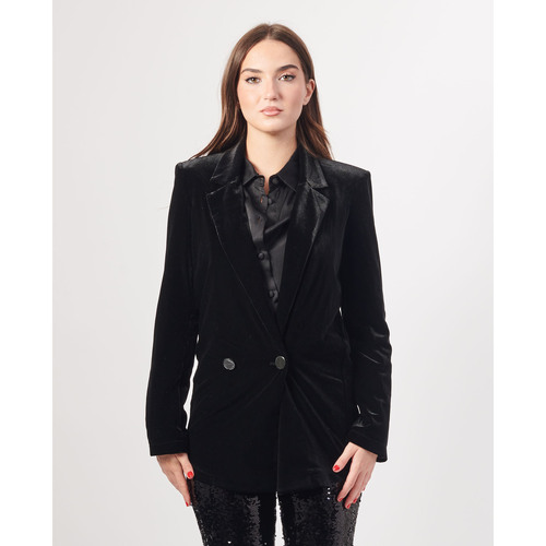 Vêtements Femme Vestes EAX veste à simple boutonnage en velours lisse Noir