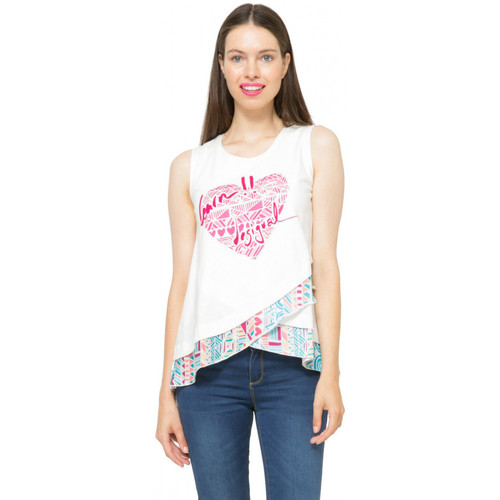 Vêtements Femme Polos manches courtes Desigual Tee-shirt   Gemma Blanc 61T24W0 Blanc