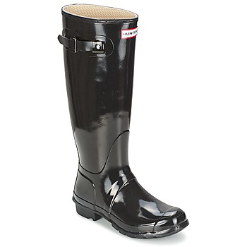 Chaussures Femme Bottes de pluie Hunter ORIGINAL TALL GLOSS Noir