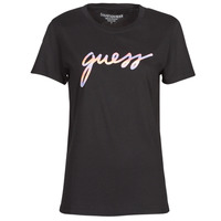 Textil Ženy Trička s krátkým rukávem Guess SS SUNSET GRADIENT LOGO Černá