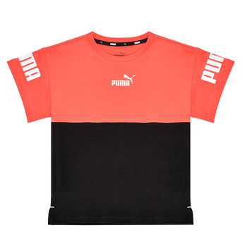 Textil Dívčí Trička s krátkým rukávem Puma PUMA POWER COLORBLOCK TEE Černá / Oranžová