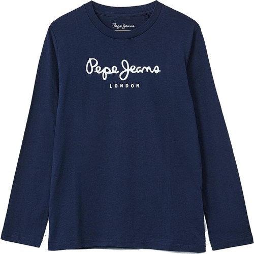 Textil Chlapecké Trička s dlouhými rukávy Pepe jeans NEW HERMAN Tmavě modrá