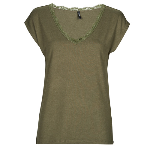 Textil Ženy Halenky / Blůzy Only ONLMOSTER S/S LACE V-NECK TOP CS JRS Khaki