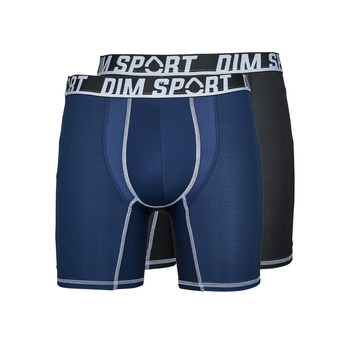 Spodní prádlo Muži Boxerky DIM DIM SPORT BOXER LONG MICROFIBRE PACK X2 Černá / Modrá