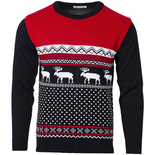 Textil Svetry Wayfarer Vánoční svetr se sobem Marching Reindeer červený Černá/Červená