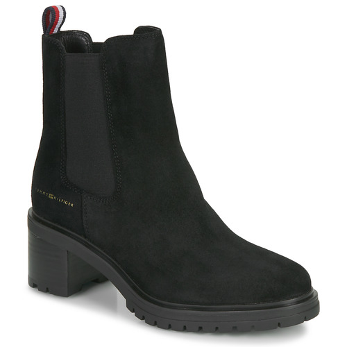 Boty Ženy Kotníkové boty Tommy Hilfiger ESSENTIAL MIDHEEL SUEDE BOOTIE Černá