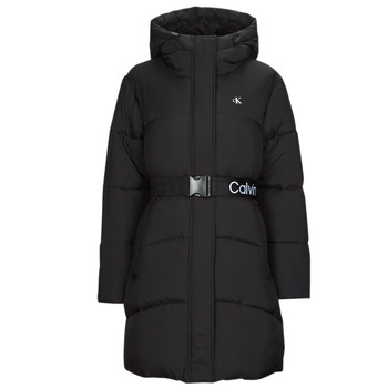 Textil Ženy Prošívané bundy Calvin Klein Jeans LOGO BELT LONG PUFFER Černá