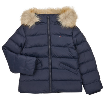 Textil Dívčí Prošívané bundy Tommy Hilfiger ESSENTIAL DOWN FUR HOOD JACKET Tmavě modrá