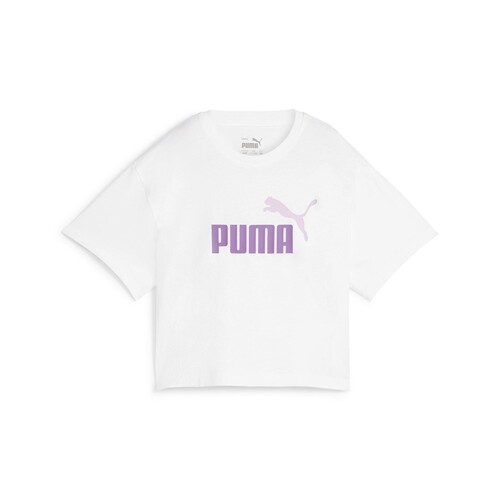 Textil Dívčí Trička s krátkým rukávem Puma GRILS LOGO CROPPED TEE Bílá