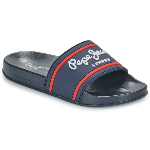 Boty Chlapecké pantofle Pepe jeans SLIDER LOGO B Tmavě modrá / Červená