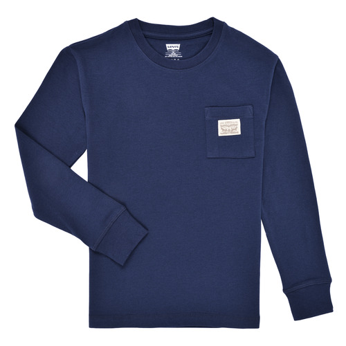 Textil Chlapecké Trička s dlouhými rukávy Levi's LVB LONG SLEEVE POCKET TEE Tmavě modrá