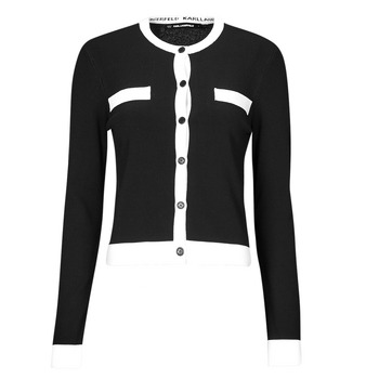 Textil Ženy Svetry / Svetry se zapínáním Karl Lagerfeld CLASSIC LSLV CARDIGAN Černá / Bílá