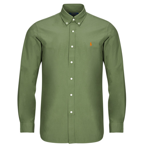 Textil Muži Košile s dlouhymi rukávy Polo Ralph Lauren CHEMISE AJUSTEE EN POPLINE DE COTON COL BOUTONNE Khaki